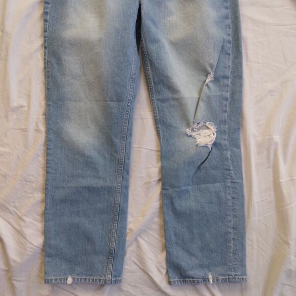 Loft High Waist Straight Crop Jeans Light Wash Distressed Women's 28 6 - Picture 3 of 9